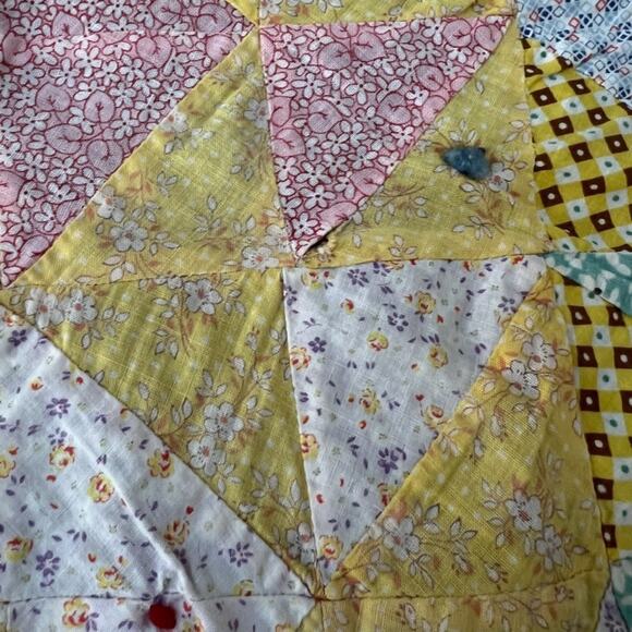 Handmade Nap Quilt Bed Cover Diamond Floral Patchwork Reversible 57" x 72" - Picture 6 of 16